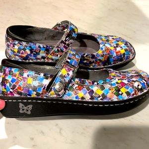 Alegria Bel Belle Multi Color Leather Mary Jane Clogs Women’s 35